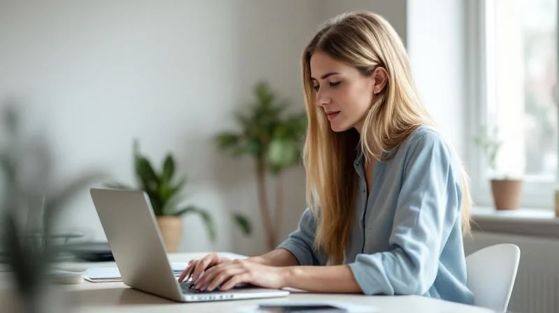 Frau lernt am Laptop für ihre KI Weiterbildung in Münster